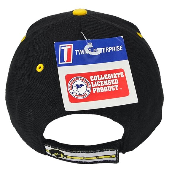 Iowa Hawkeyes Hat Cap Black Gold Big Hawk Logo NCAA Adjustable Embroidered NEW - Picture 3 of 6